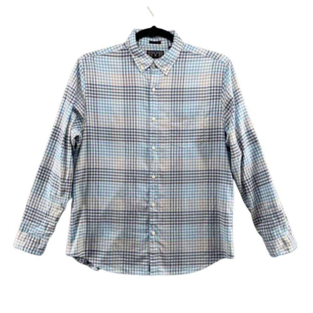 Rye by Hawker Rye Shirt Mens XL long sleeve Oxford Gingham Plaid Check Blue Gray